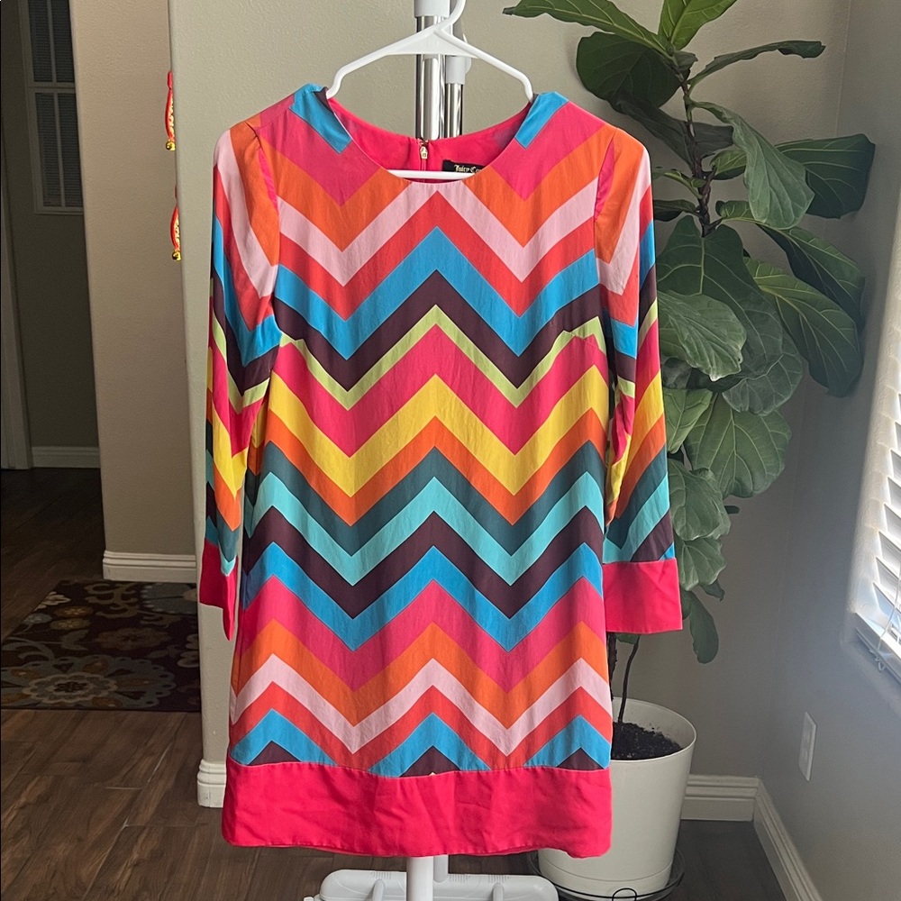 Vintage Juicy Couture Silk Chevron Mini Dress